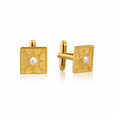 Gold Plated Pearl Cufflinks